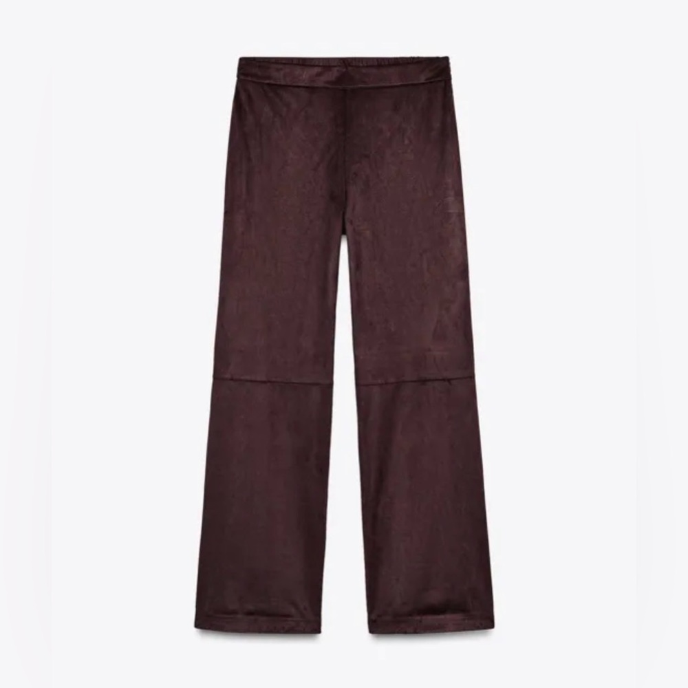 Zara Faux Suede Pants Burgundy Ref 5070/152, Sz Medium